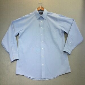 Stafford Performance Super Shirt Men's‎ Blue Classic Fit Dress Shirt Sz 16-34/35